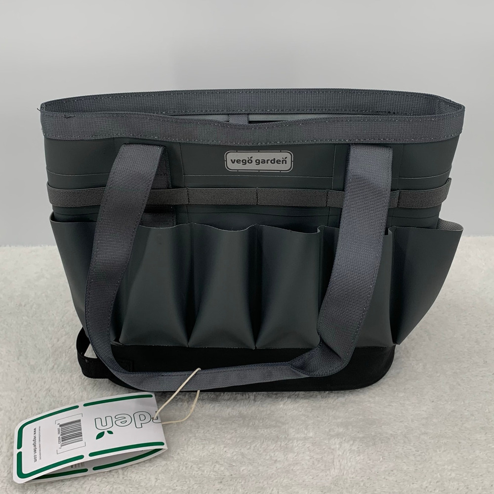 Vego Garden Tool Tote Bag Gray Organizer Waterproof Heavy Duty Multi Compartment